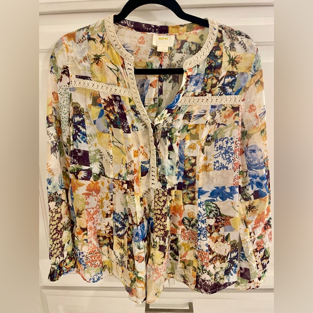 Maeve Multicolor Patchwork Blouse - image 1